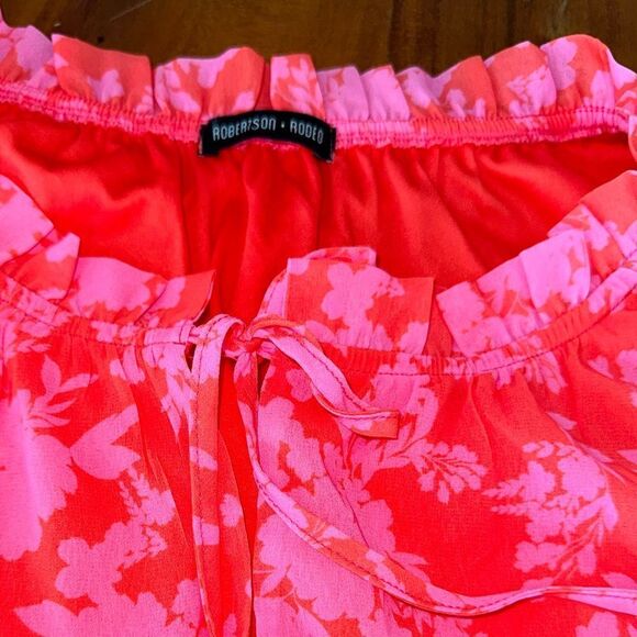 ROBERTSON + RODEO CANDY SHOP POPPY PINK FLORAL SURPLICE RUFFLE DRESS sz M - Picture 10 of 15